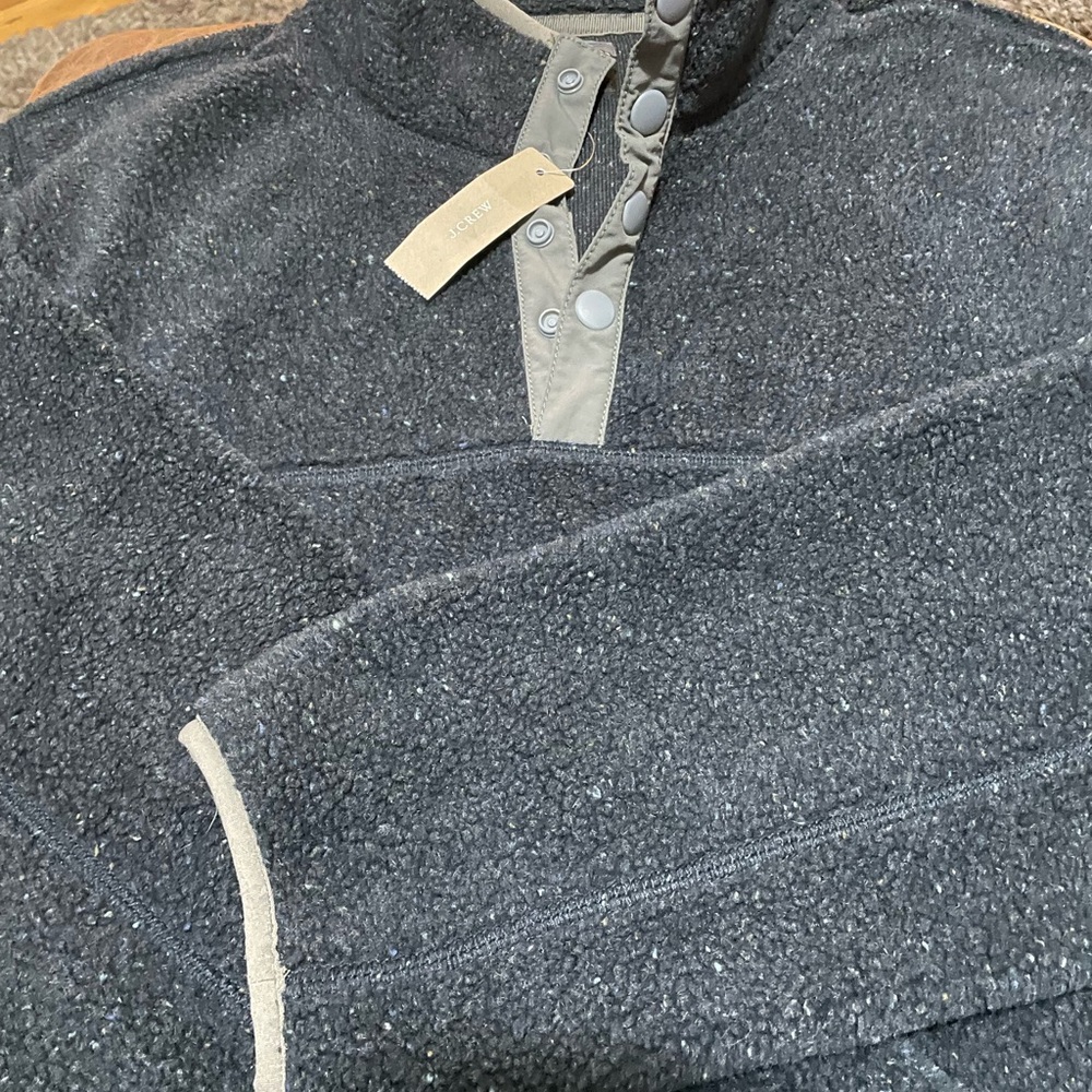 J. Crew Nordic Fleece Quarter Zip Navy Blue Large Mens NEW WITH TAGS